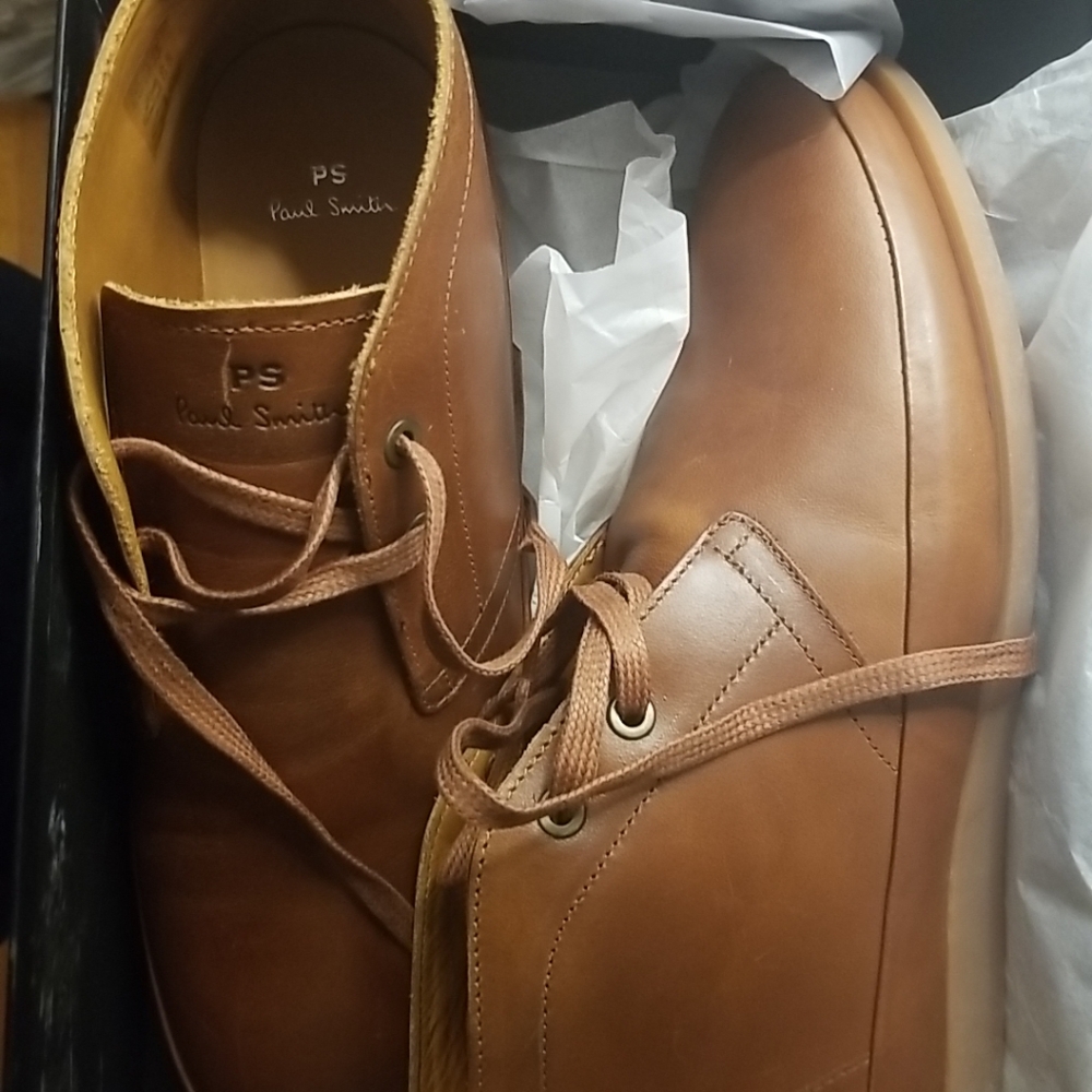 Paul Smith Leather Chukka Boots In Camel Crepe Sole, Size  US 9 UK 8